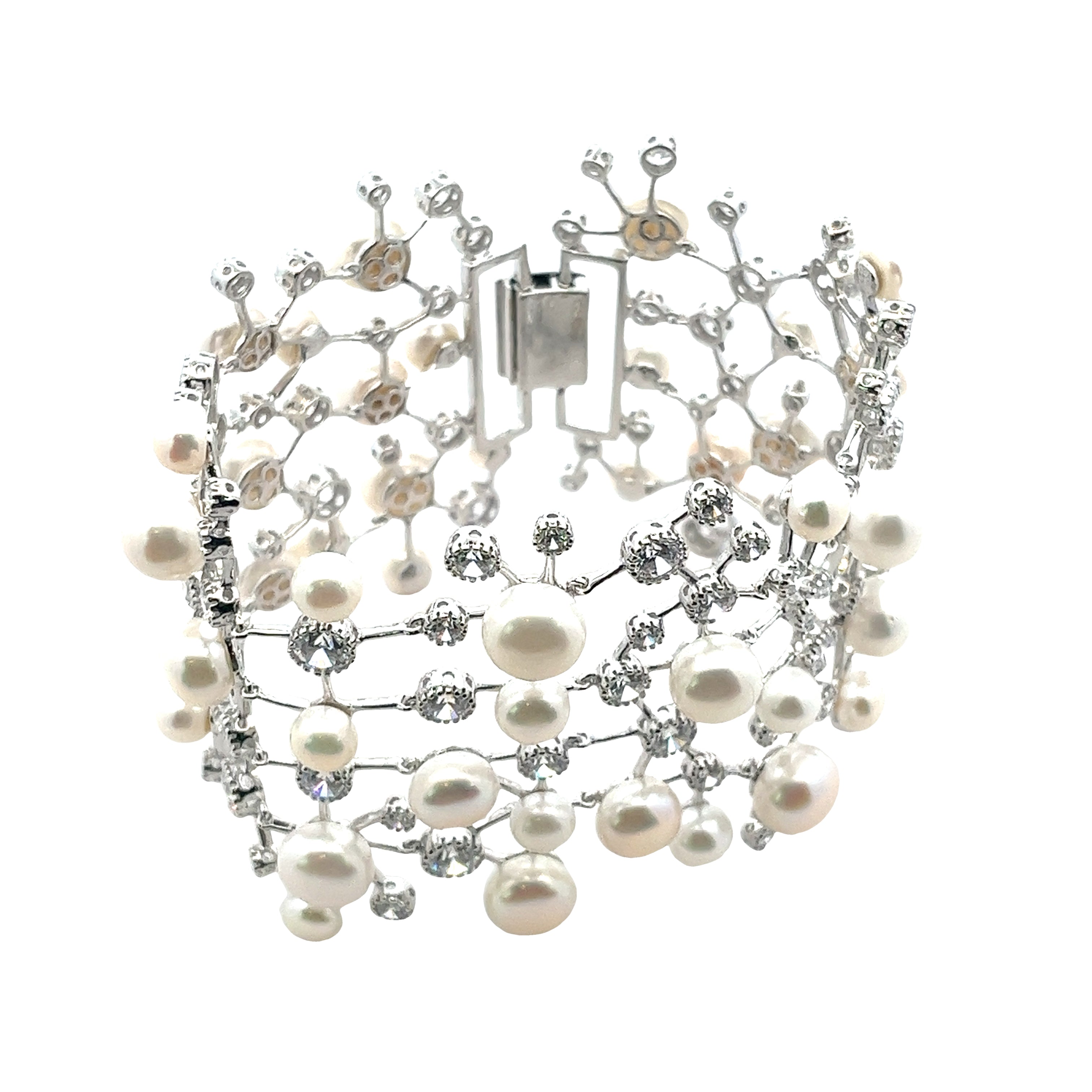 925 SILVER PLATED CENTER FRESH WATER PEARL BRACELET