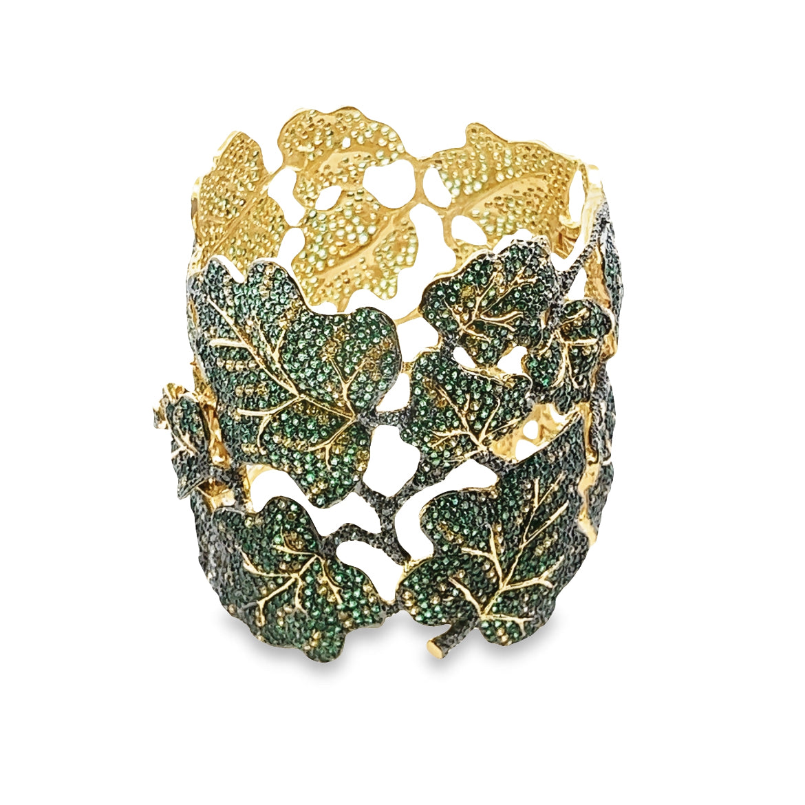 925 SILVER GOLD PLATED BRACELET CENTER GREEN YELLOW