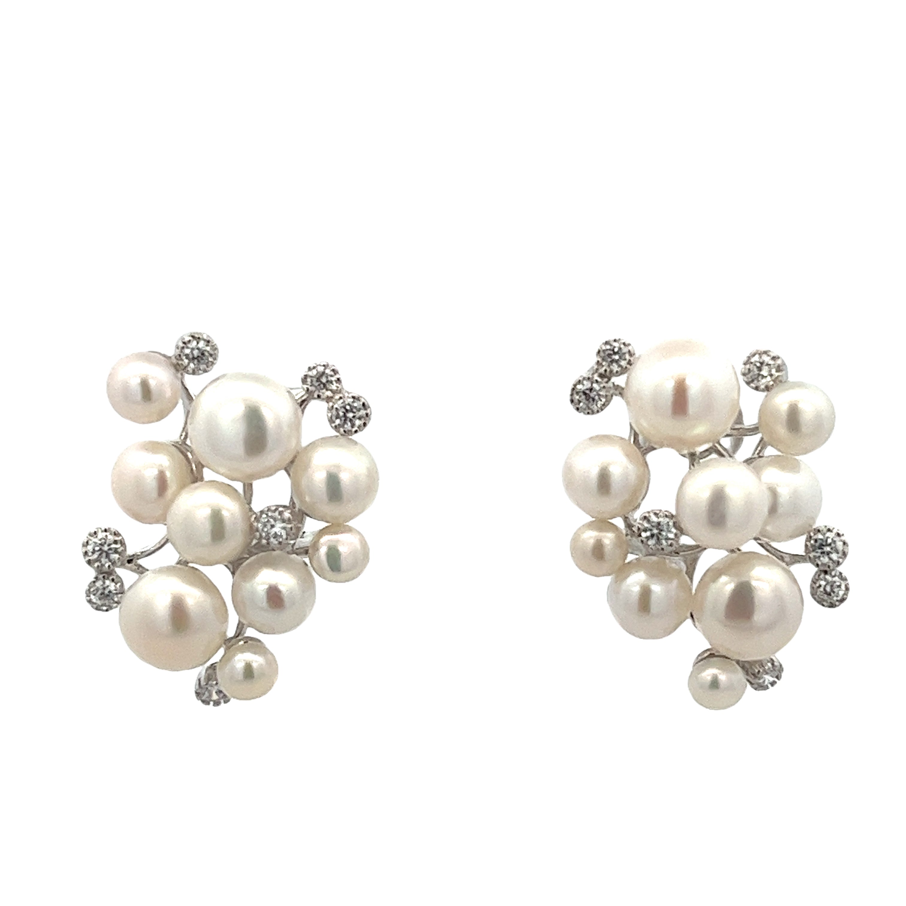 925 SILVER PLATED CENTER PEARL EARRINGS