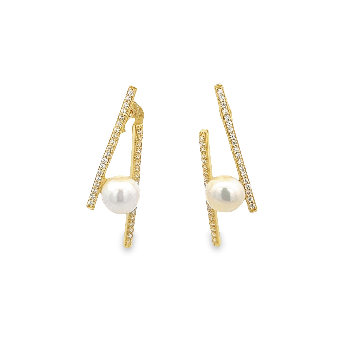 925 SILVER GOLD PLATED PEARL EARRINGS