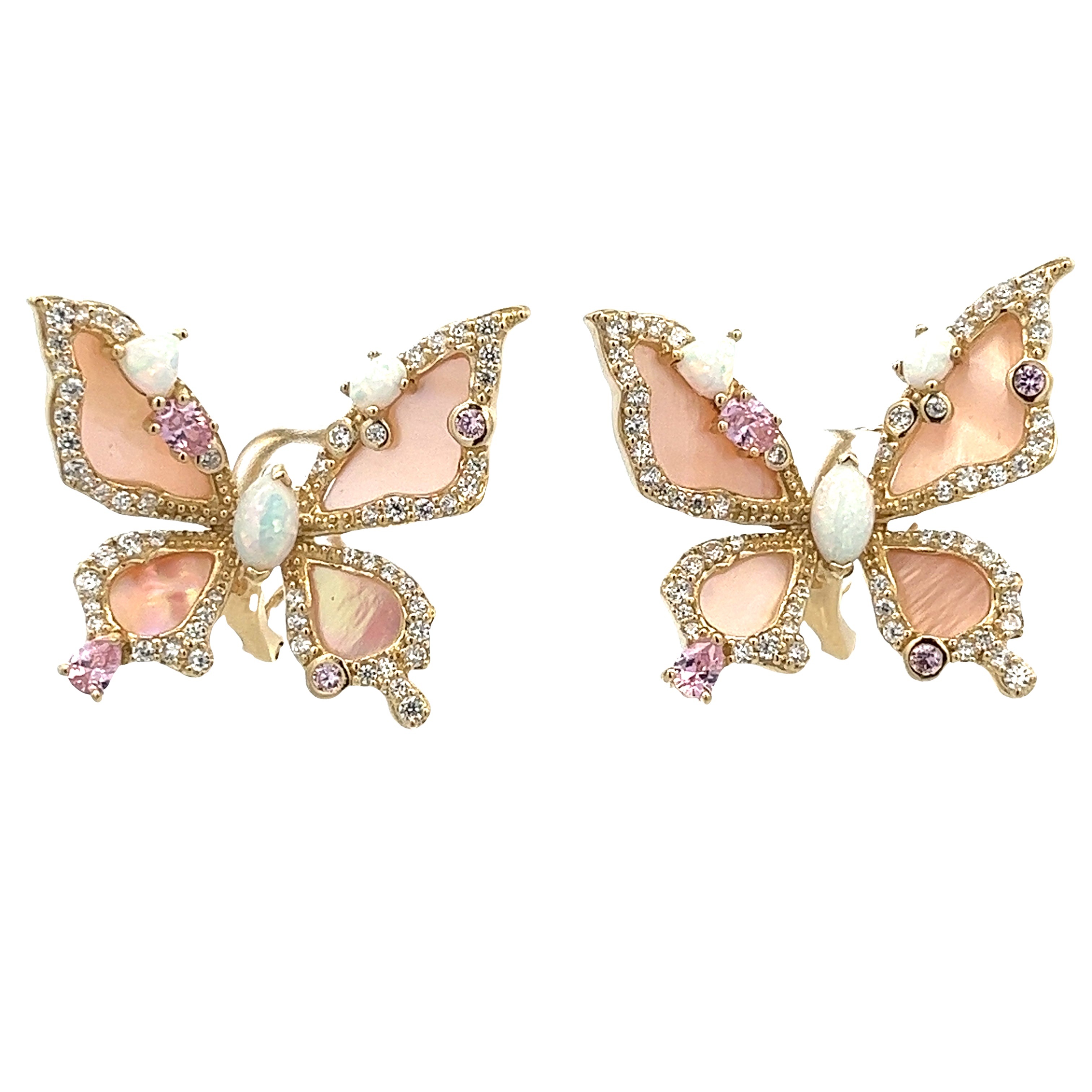 925 SILVER GOLD PLATED BUTTERFLY EARRINGS