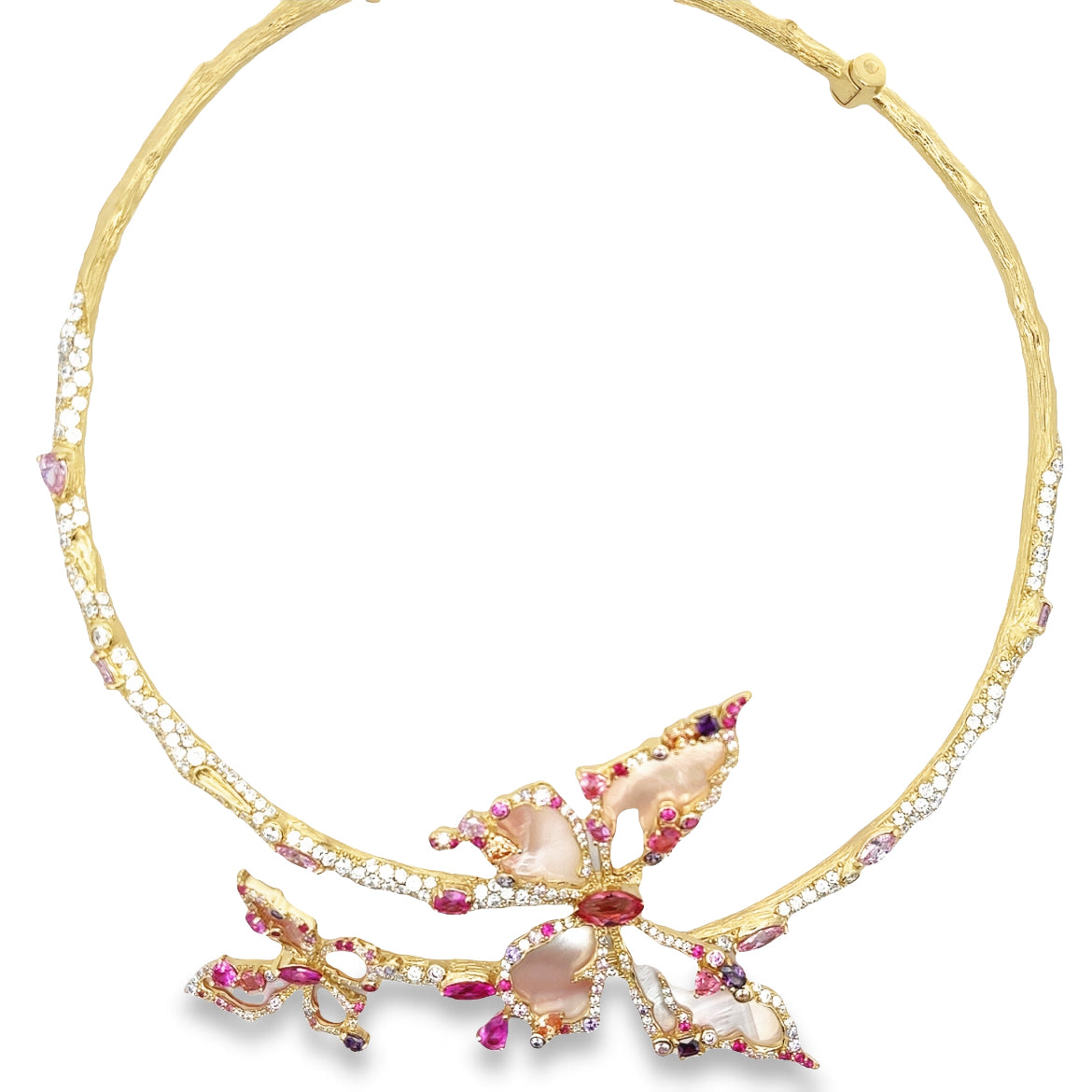 925 SILVER GOLD PLATED NECKLACE CENTER PINK MOP