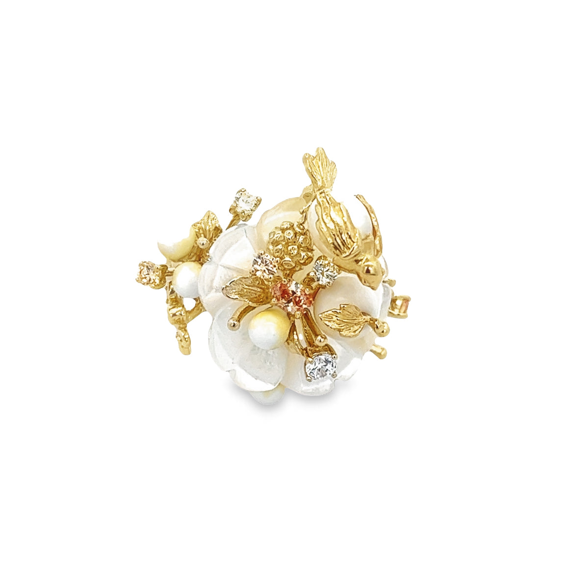 925 SILVER GOLD PLATED FLOWER RING