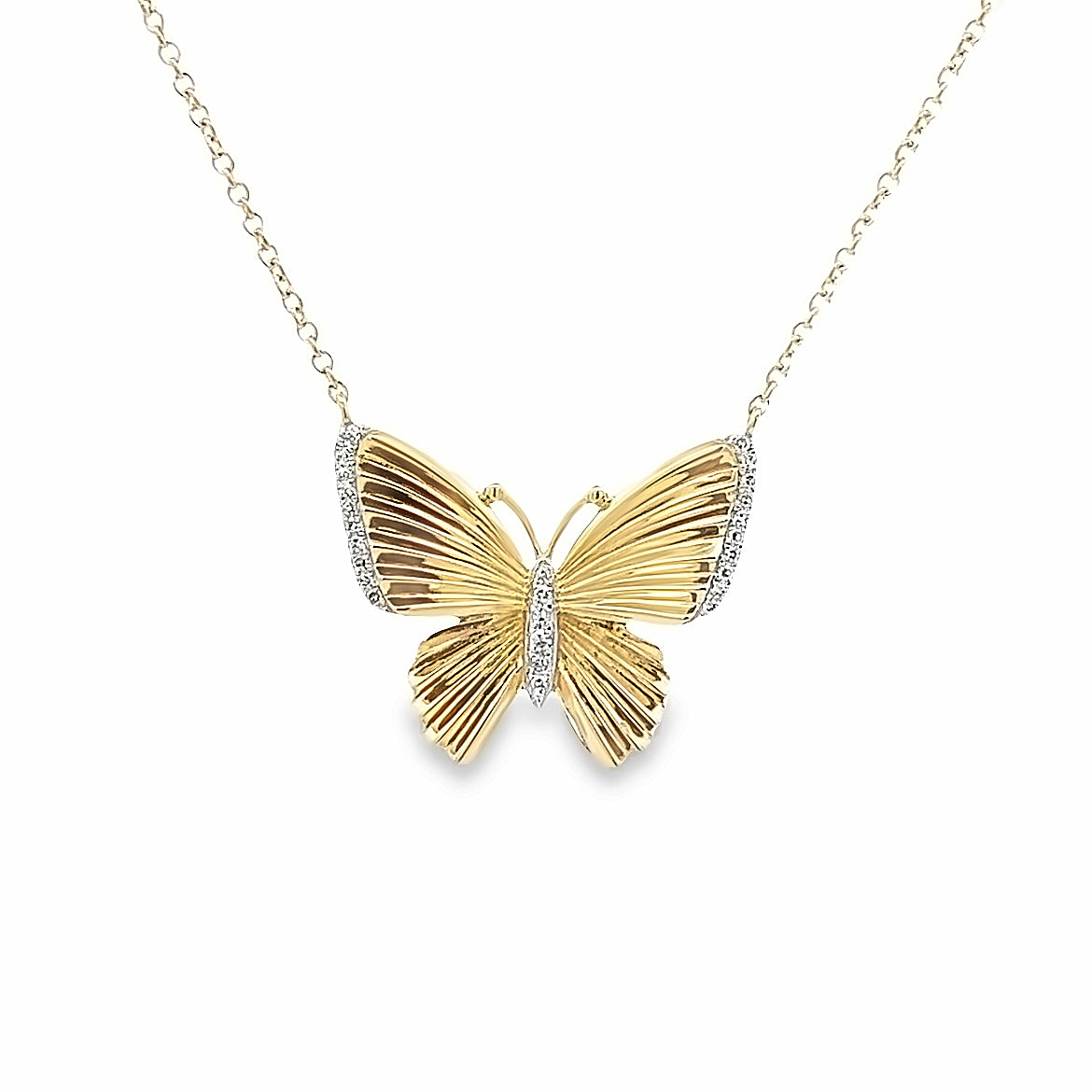 14K GOLD BICOLOR BUTTERFLY NECKLACE