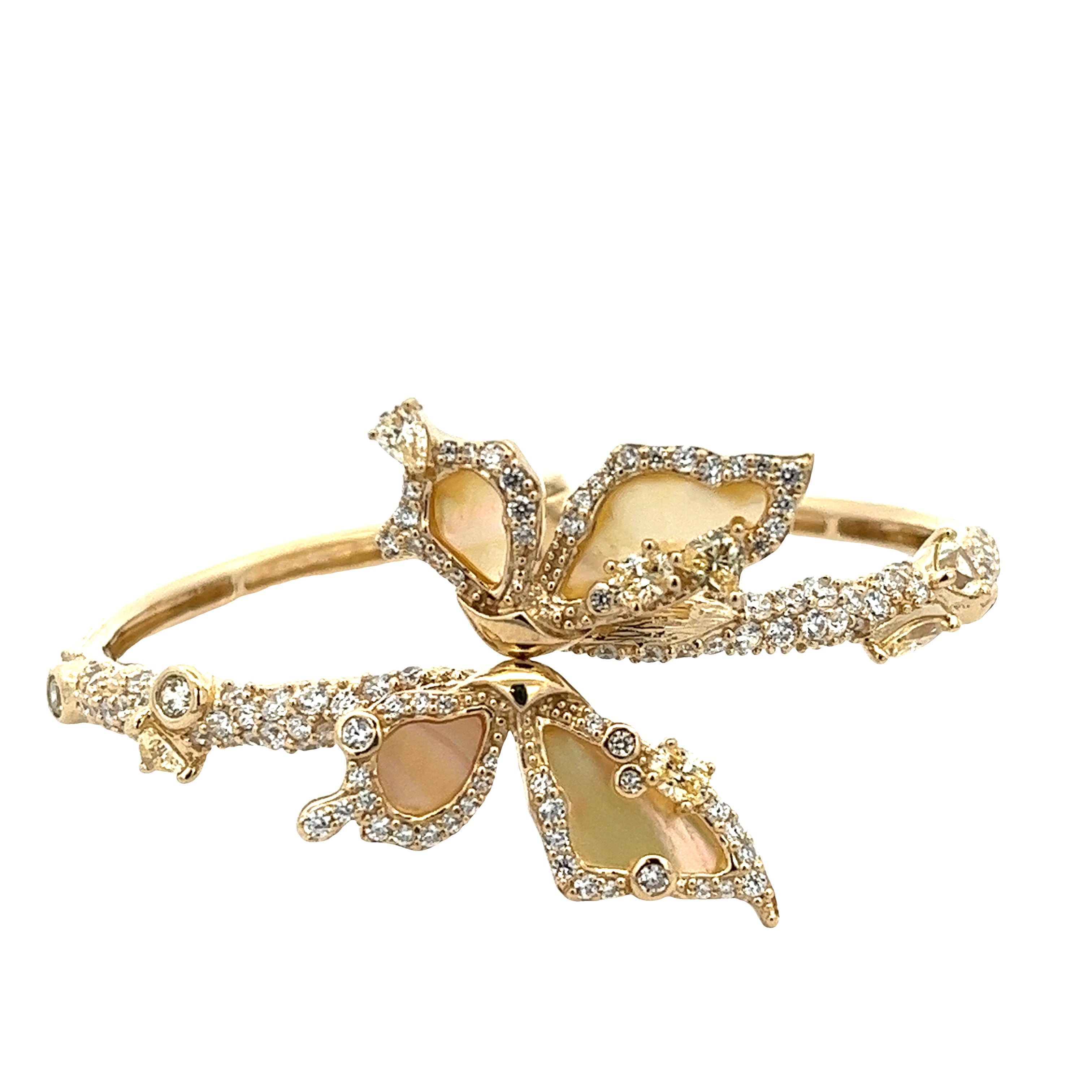 925 SILVER GOLD PLATED BUTTERFLY WITH CRYSTALS BRACELET