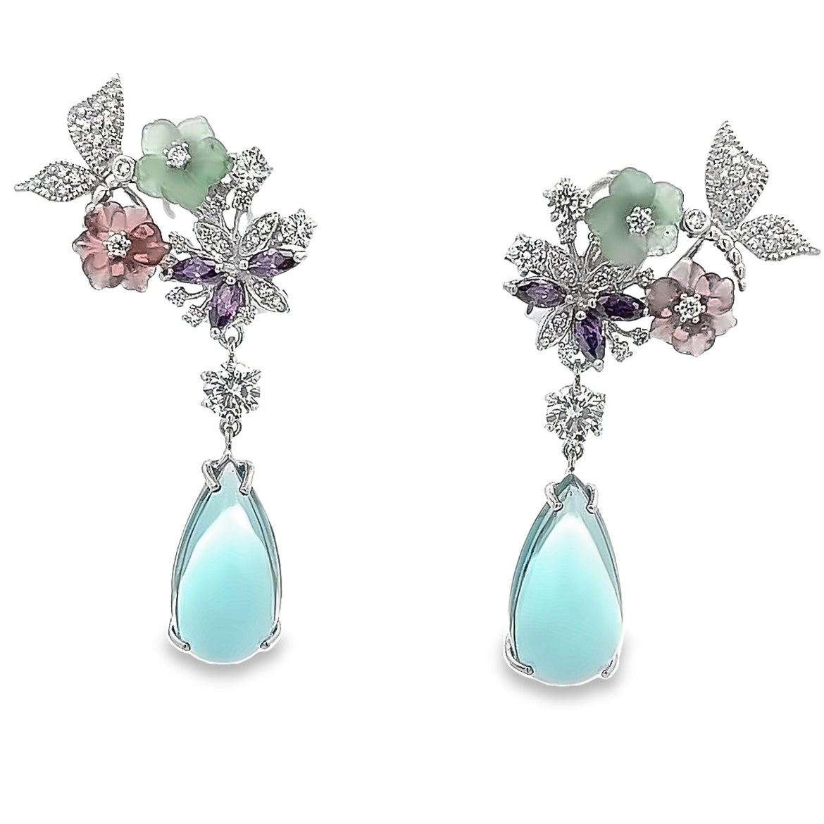 925 SILVER PLATED EARRINGS WITH BLUE TOPAZ PURPLE