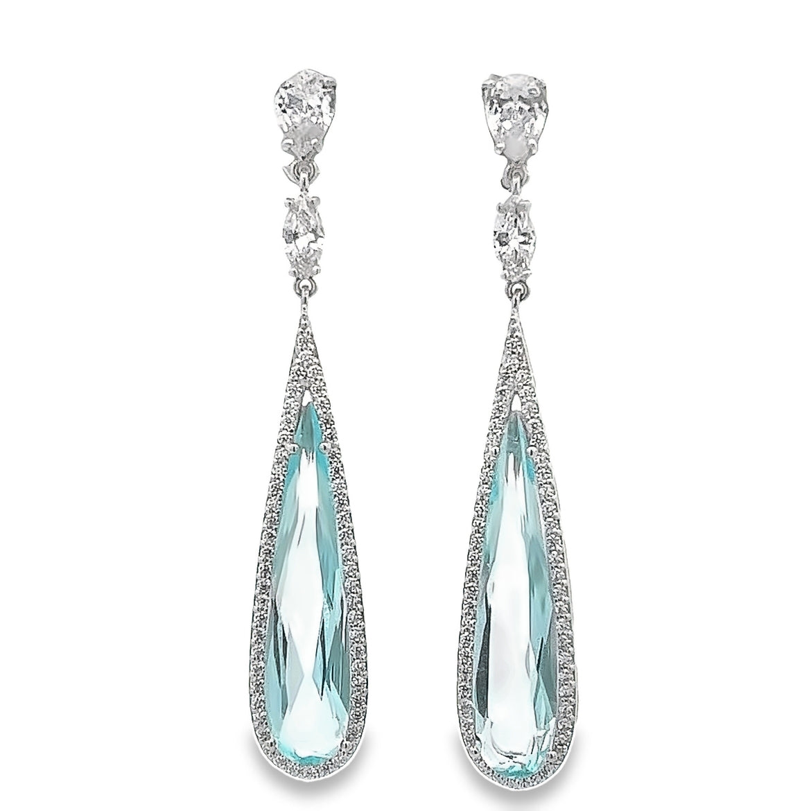 925 SILVER PLATED EARRINGS WITH  SKY BLUE