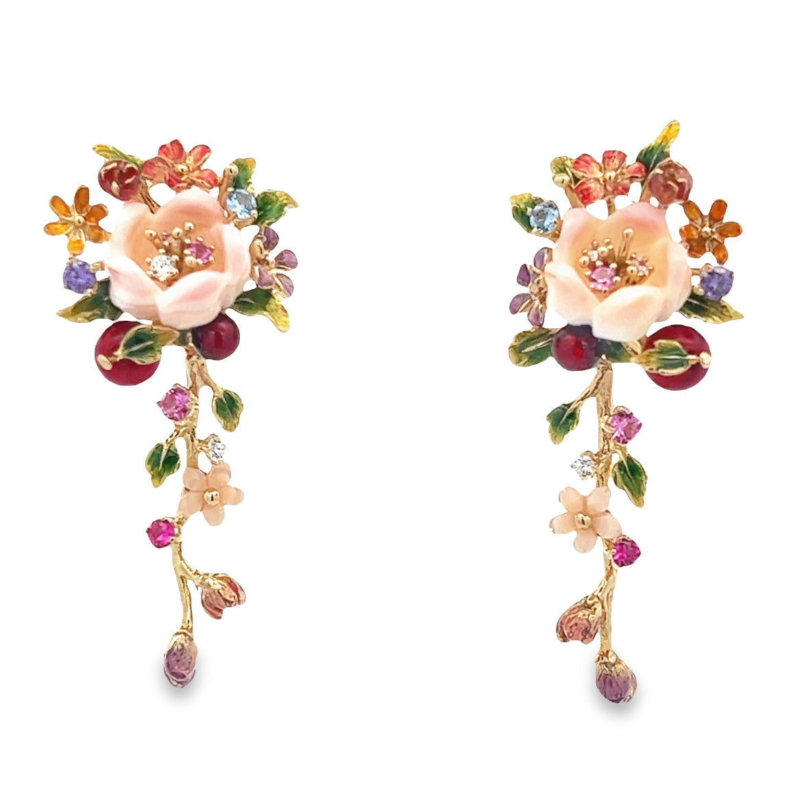 925 SILVER GOLD PLATED FLORAL EARRINGS