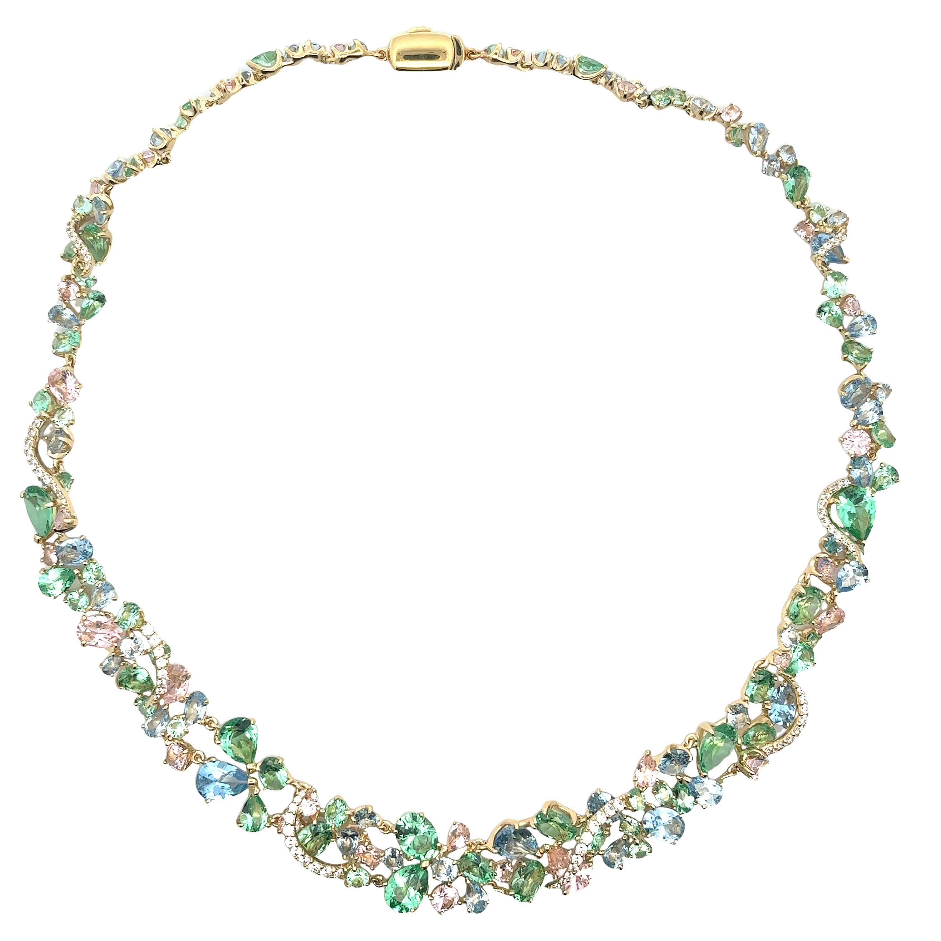 925 GOLD SILVER PLATED MULTICOLOR CRYSTALS NECKLACE