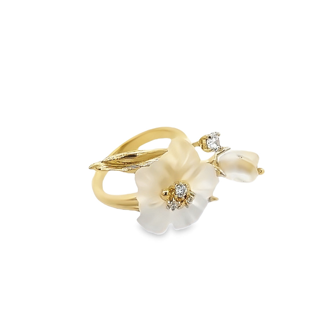 925 SILVER GOLD PLATED FLOWER RING