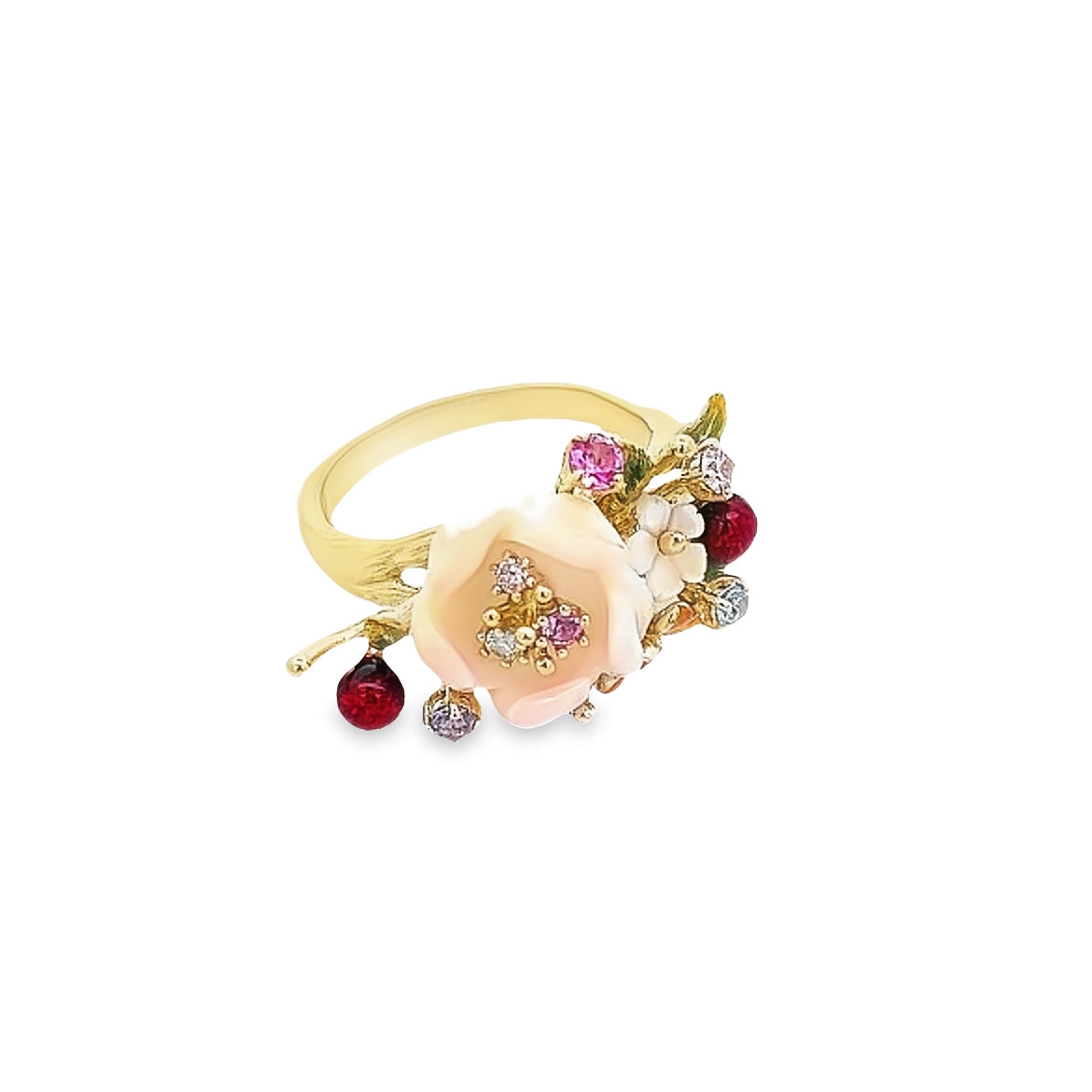 925 SILVER GOLD PLATED FLORAL RING