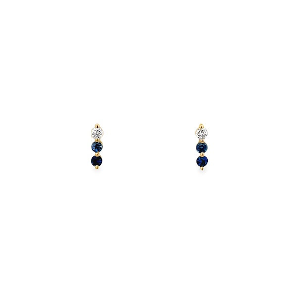 BLUE SAPPHIRE AND DIAMOND EARRINGS SET IN 14K YELLOW GOLD