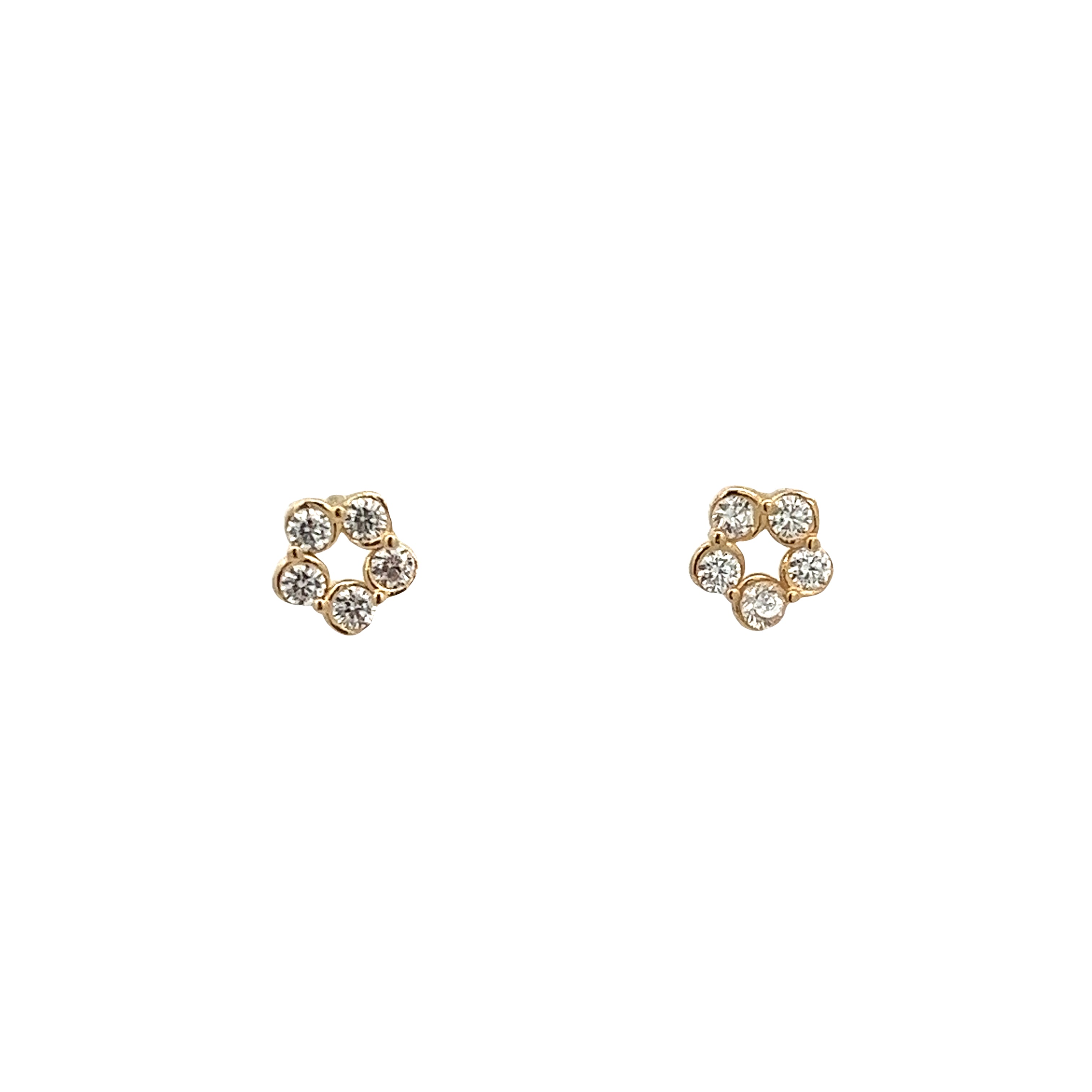 14K GOLD FLOWER EARRINGS WITH CRYSTALS