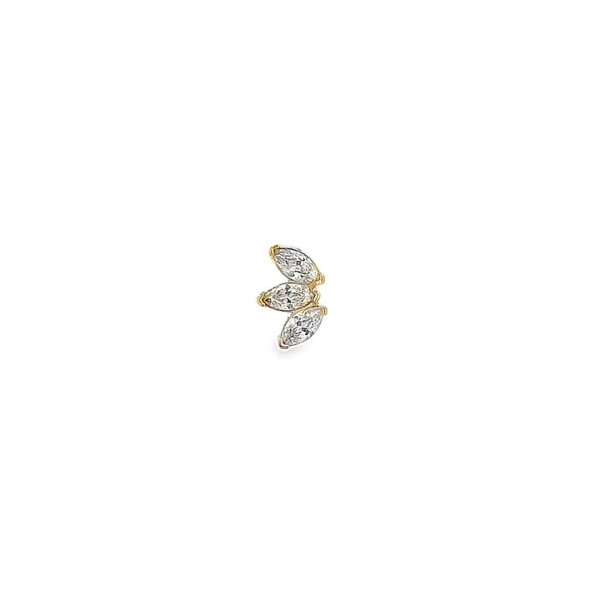 14K GOLD TRIPLE MARQUISE CRYSTAL PIERCING