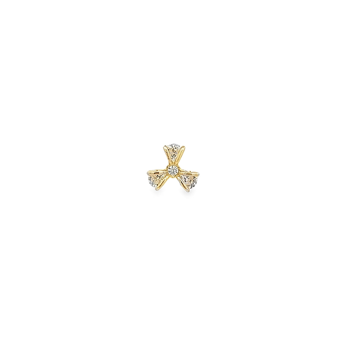14K GOLD SINGLE FLOWER PIERCING WITH CRYSTALS