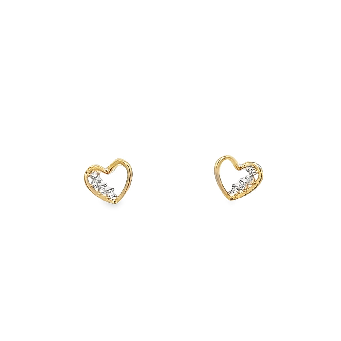 14K GOLD HEART WITH CRYSTALS EARRINGS