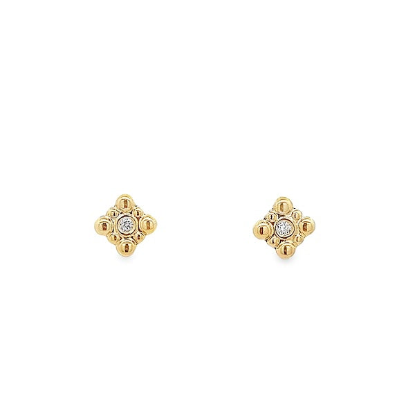 CRYSTAL DOT PIERCINGS SET IN 14K YELLOW GOLD