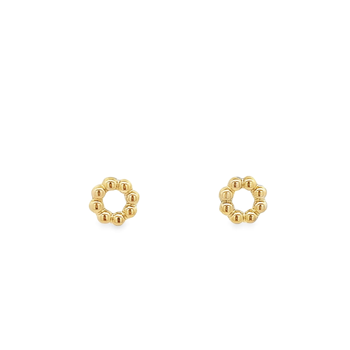 DOT CIRCLE EARRINGS IN 14K YELLOW GOLD