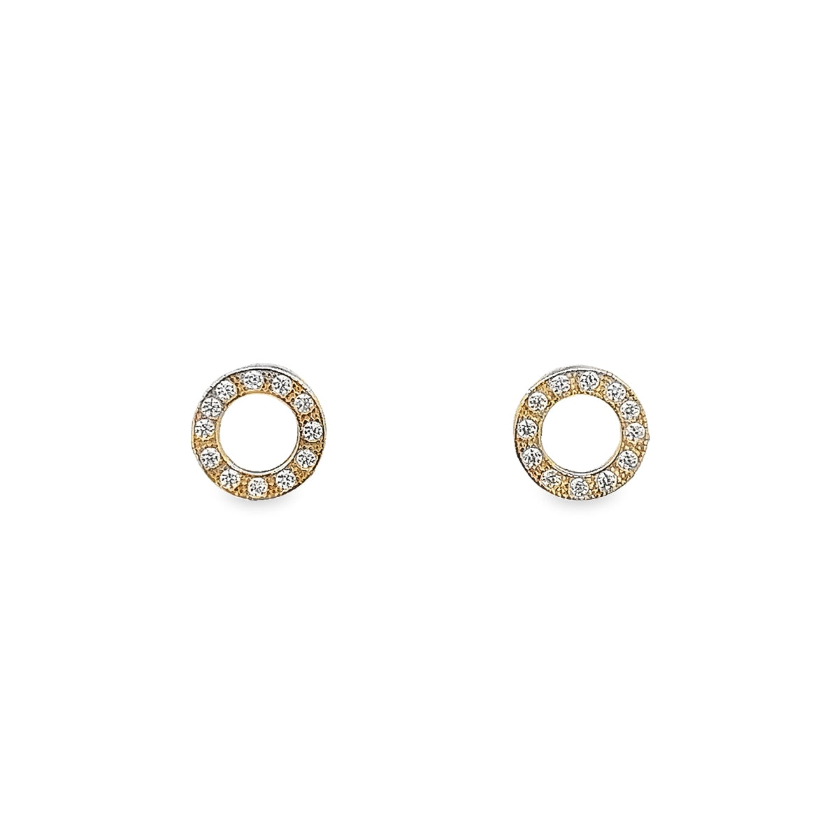 CRYSTAL CIRCLE EARRINGS SET IN 14K YELLOW GOLD