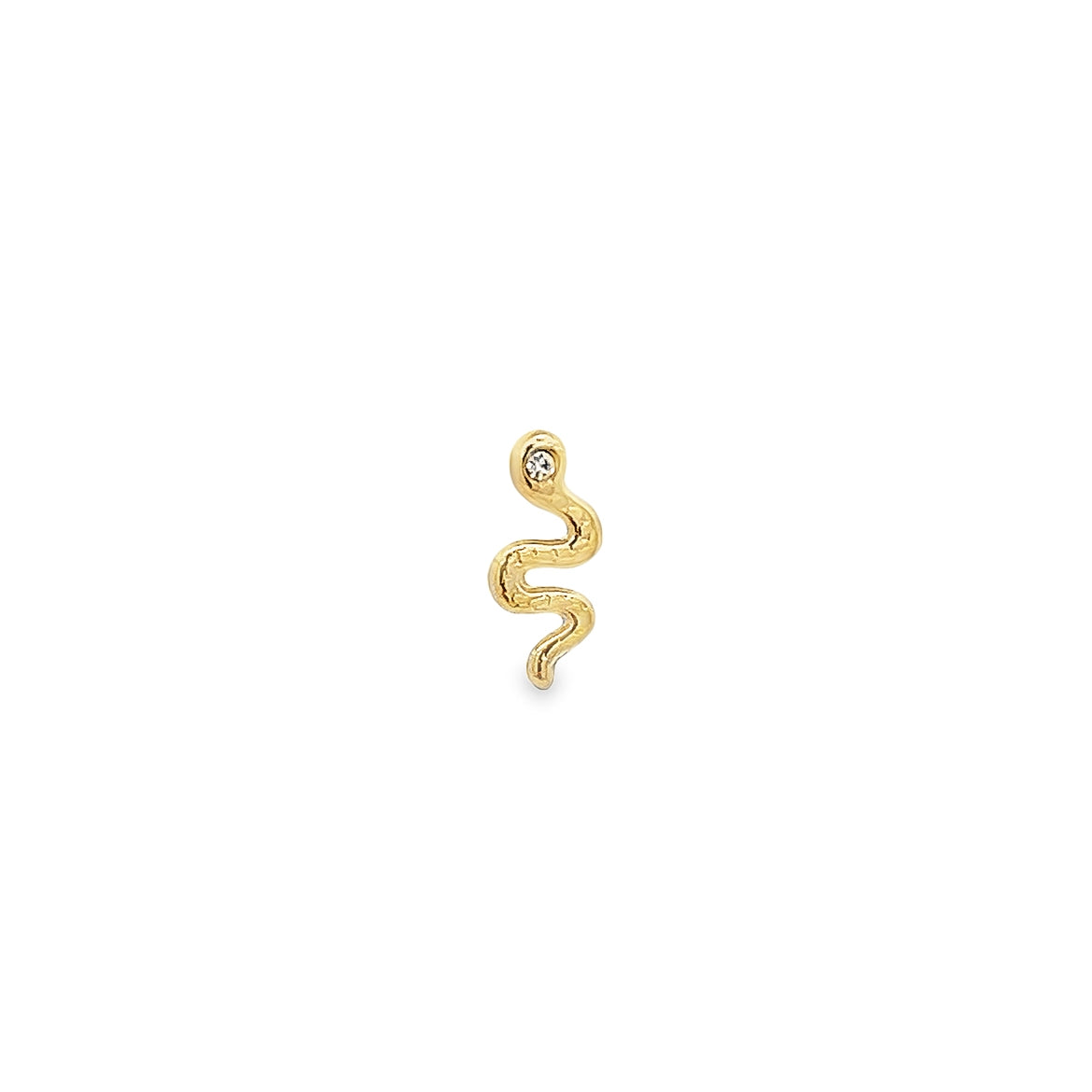 14K GOLD SNAKE WITH SINGLE CRYSTAL PIERCING