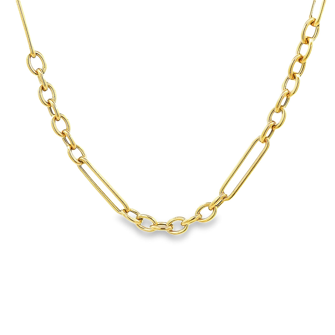 PAPERCLIP LINKS CHAIN SET IN 18K YELLOW GOLD