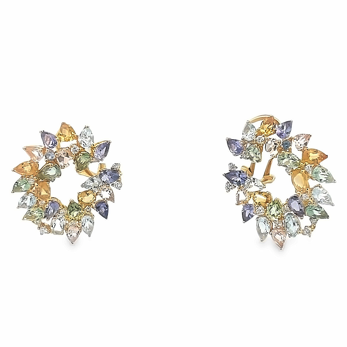 18K GOLD ROUND EARRINGS WITH SAPPHIRES