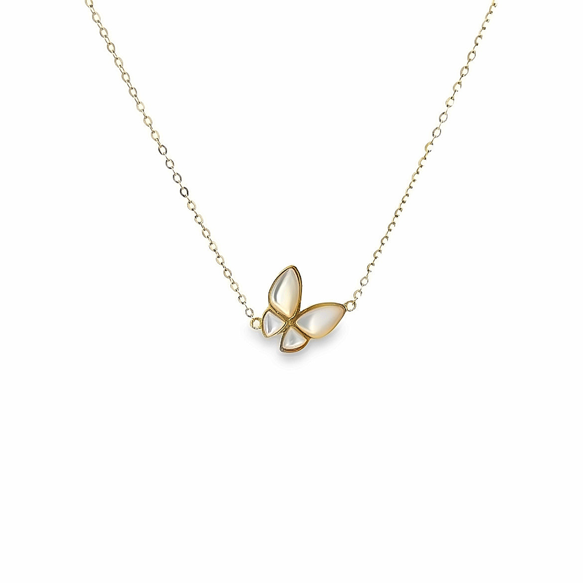 18K GOLD MOTHER OF PEARL BUTTERFLY NECKLACE