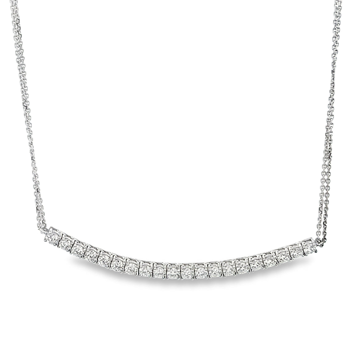 DIAMOND BAR NECKLACE SET IN 14K WHITE GOLD