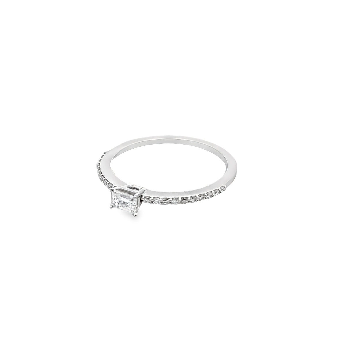 DIAMOND BAGUETTE CUT SEMI-INFINITY RING SET IN 14K WHITE GOLD