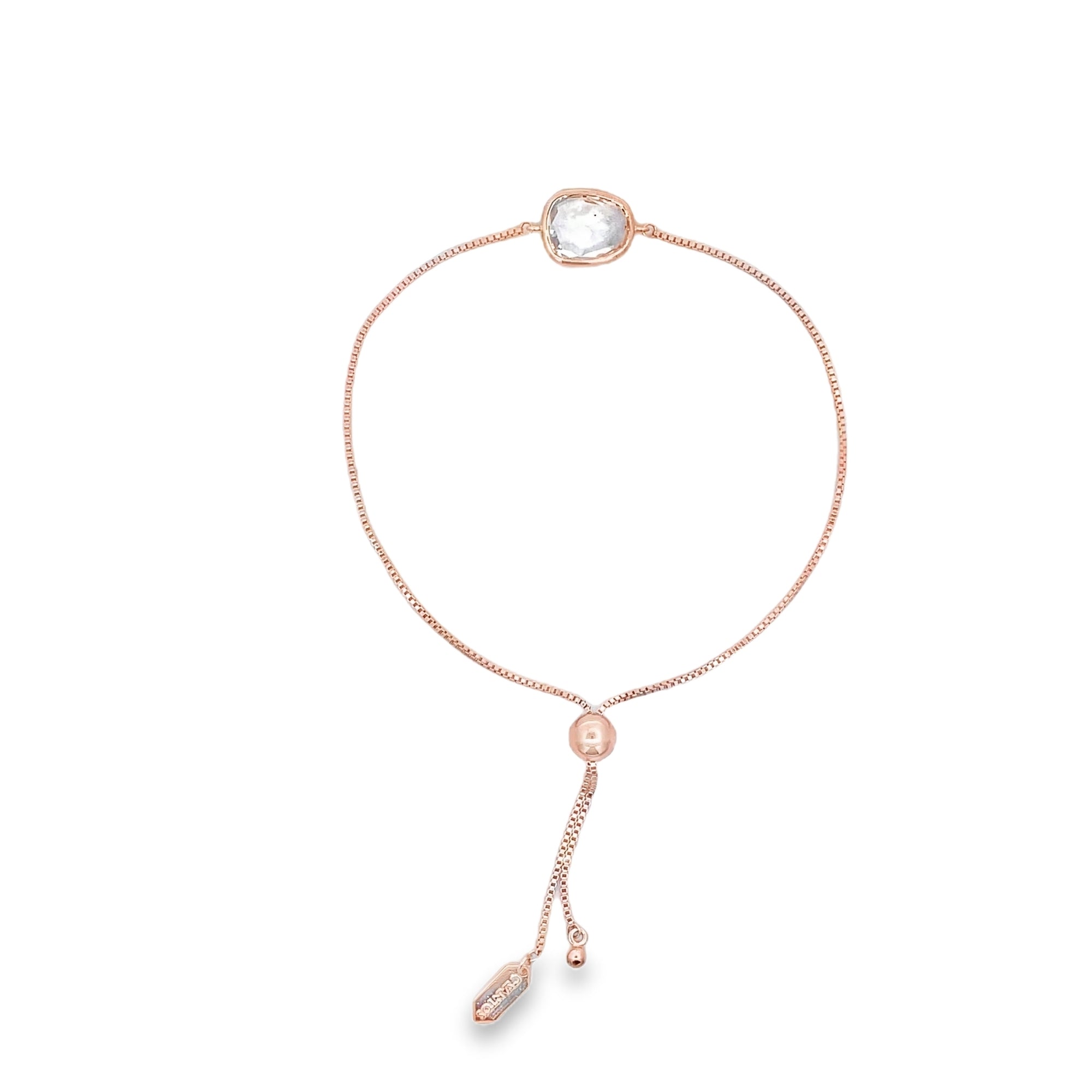 IRREGULAR CRYSTAL BEZEL BRACELET SET IN 925 ROSE GOLD PLATED