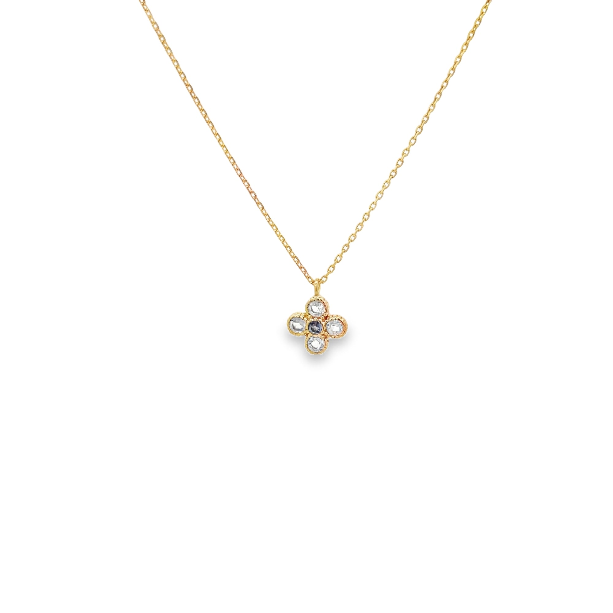 MOONSTONE AND IOLITE FLOWER NECKLACE SET IN 925 GOLD PLATED