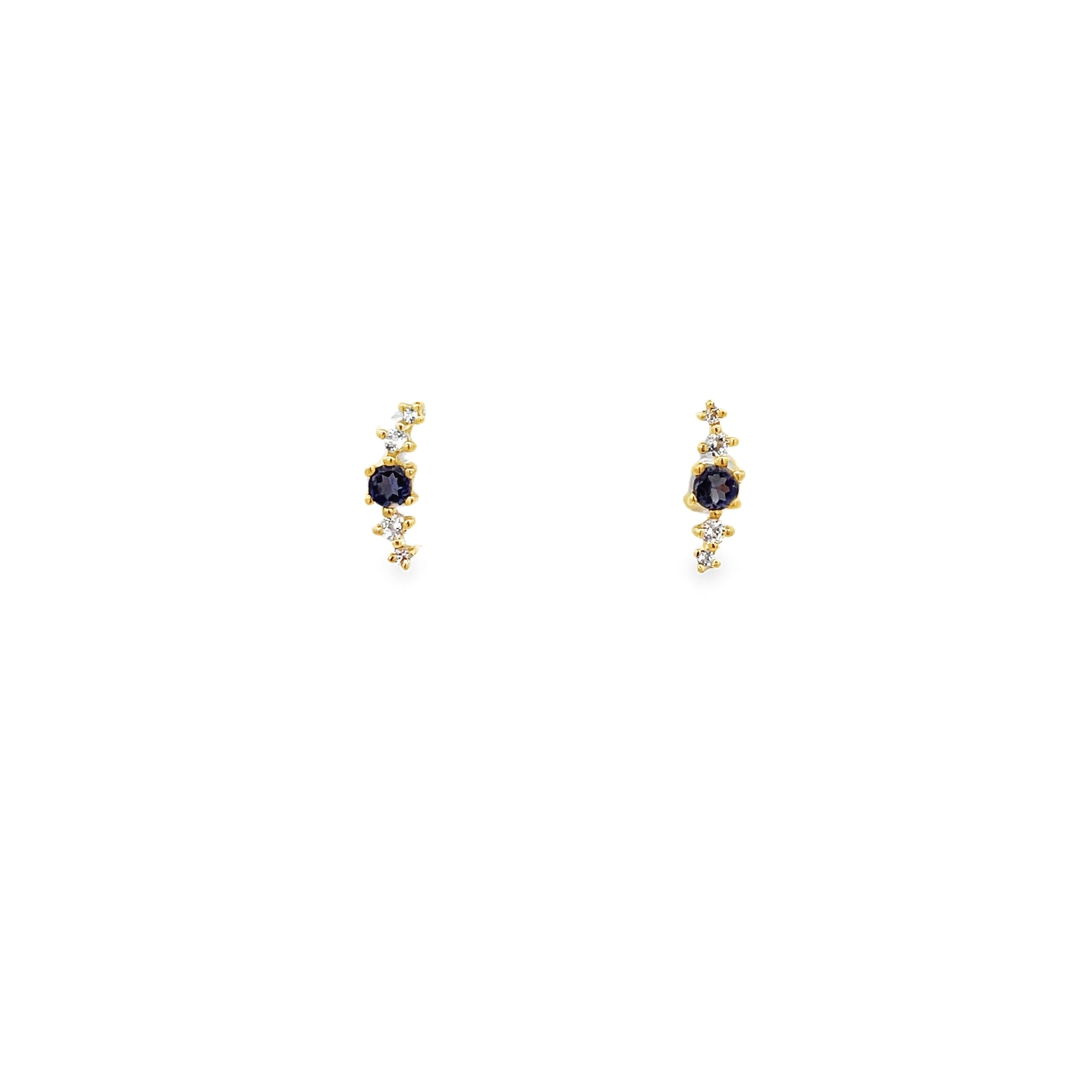 WHITE TOPAZ WITH IOLITE ACCENT EARRINGS SET IN 925 GOLD PLATED