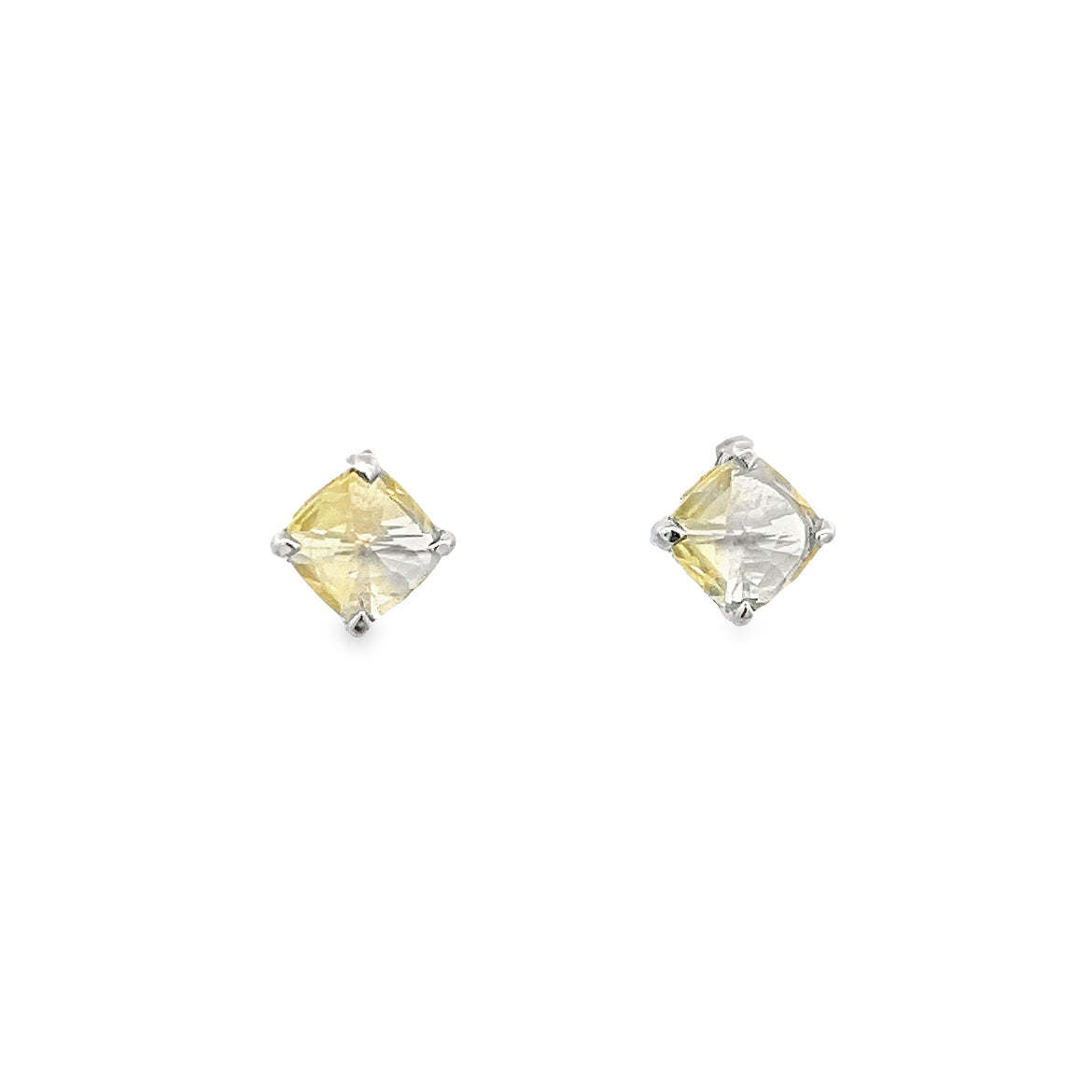 LEMON QUARTZ CUSHION CUT EARRINGS SET IN 925 SILVER