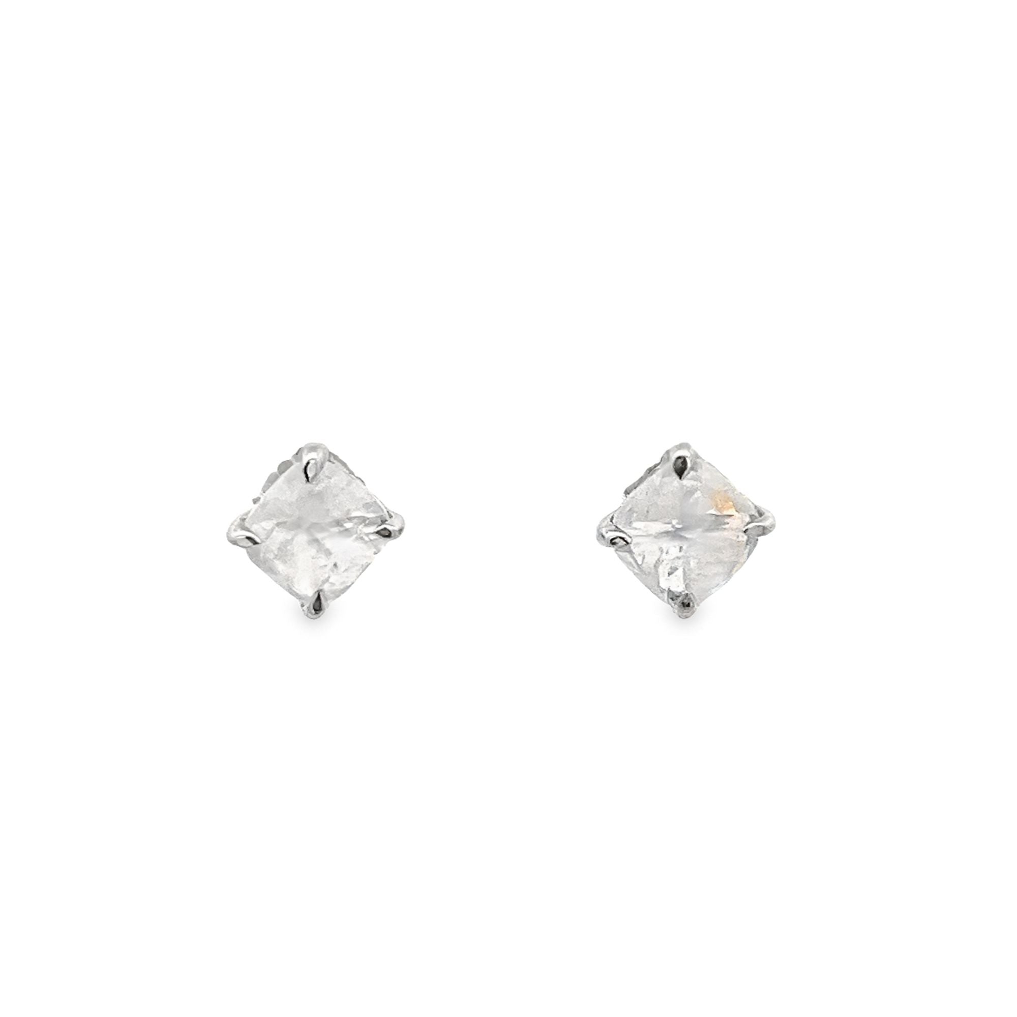 MOONSTONE CUSHION CUT EARRINGS SET IN 925 SILVER