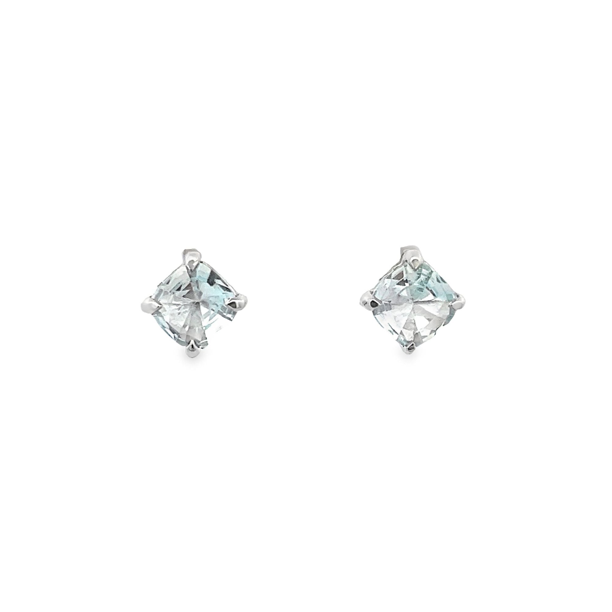 SKY BLUE TOPAZ CUSHION CUT EARRINGS SET IN 925 SILVER