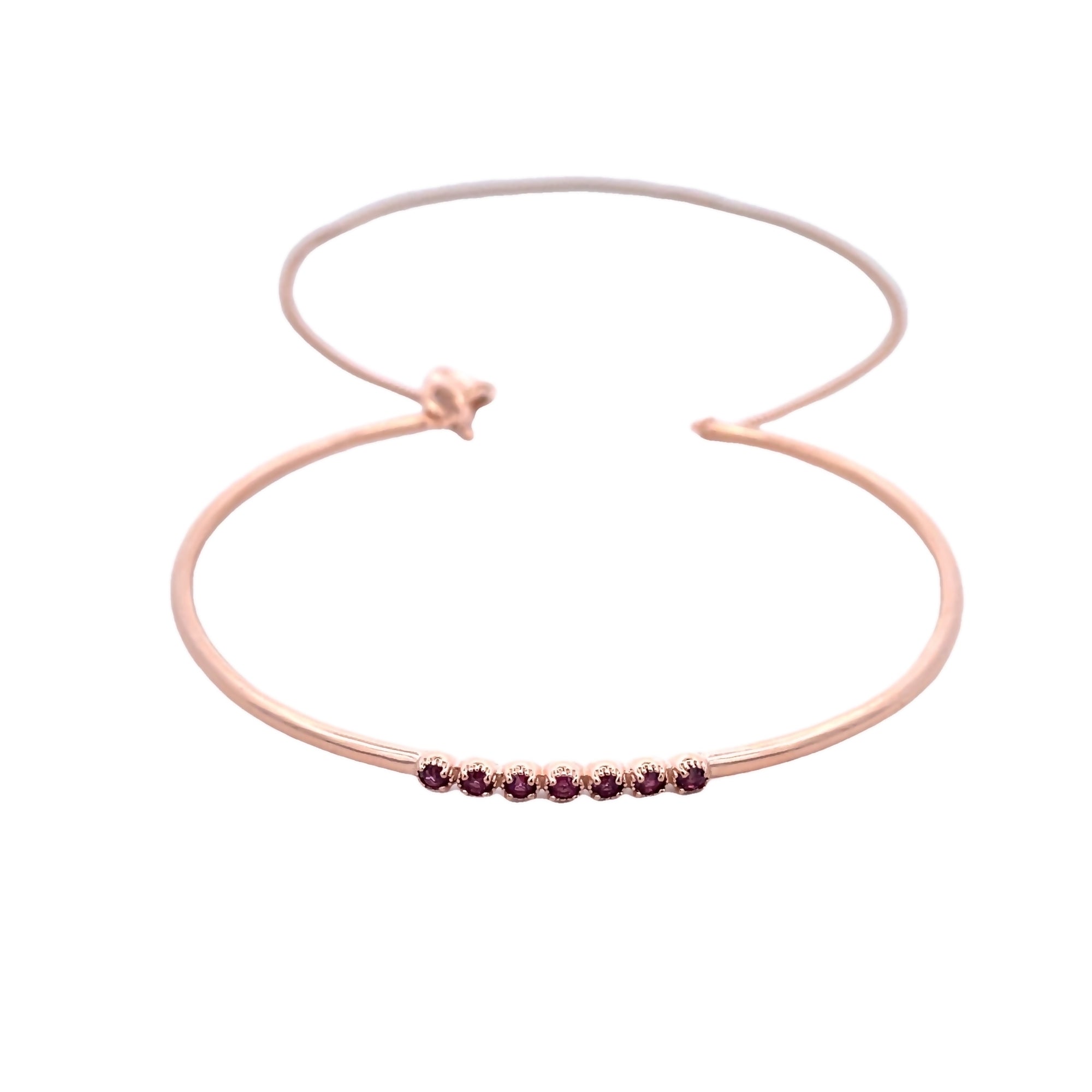 CONJUNTO DE PULSERAS CON CADENA DE RODOLITA Y GRANATE BAÑADA EN ORO ROSA 925