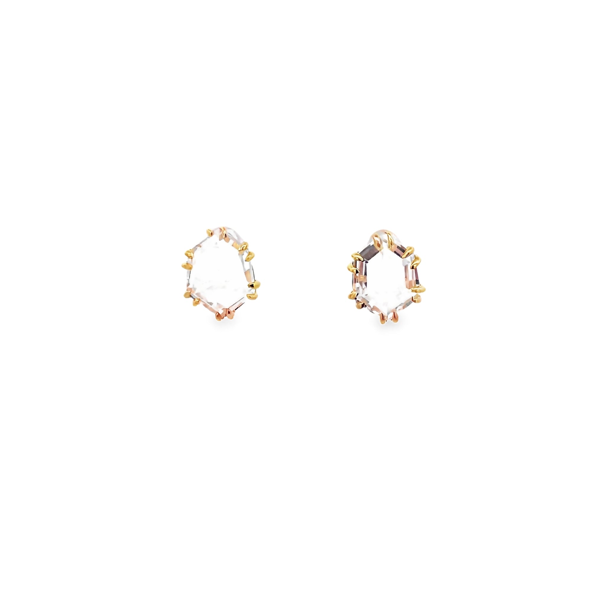 PENDIENTES DE CRISTAL HEXAGONAL BAÑADOS EN ORO 925