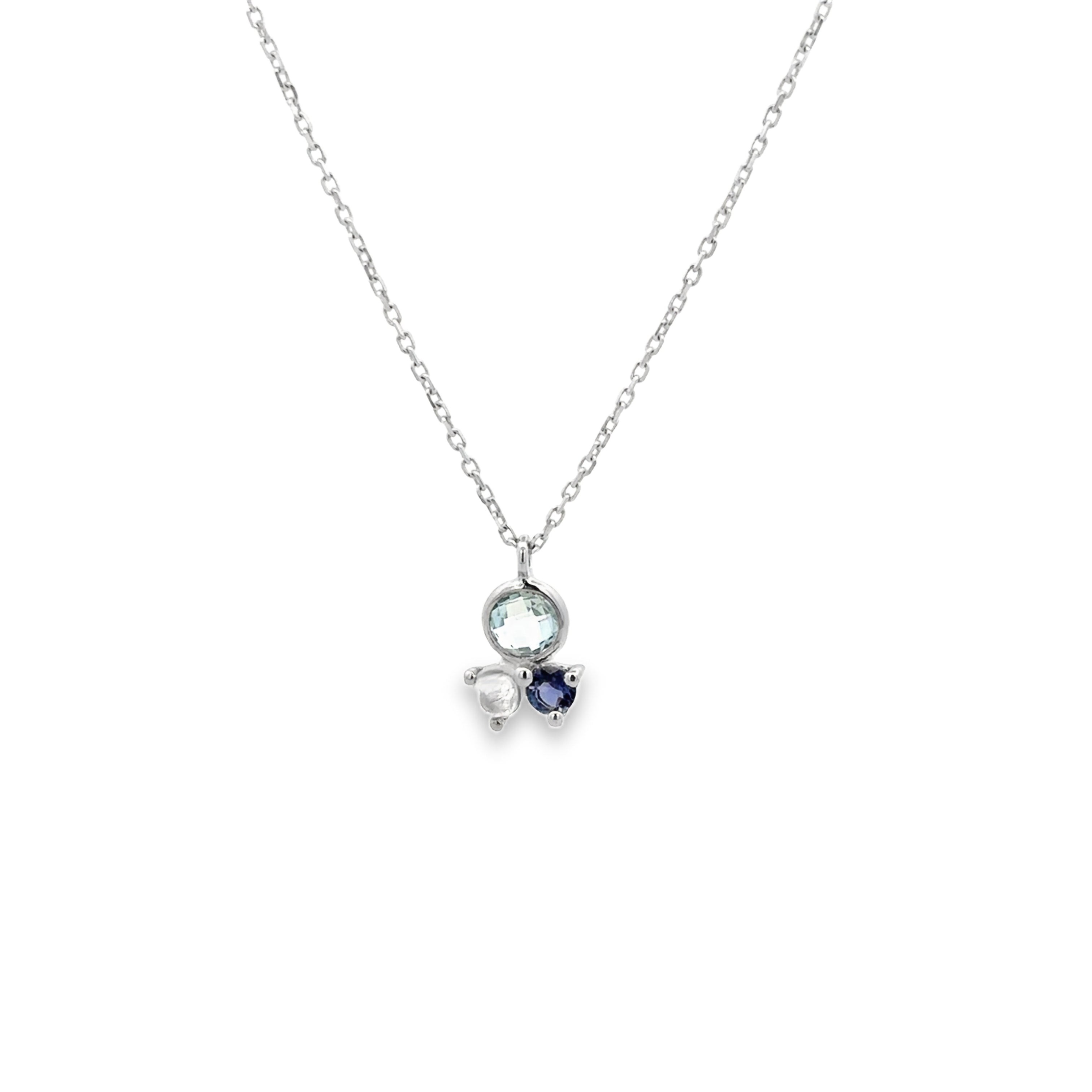 TOPAZ, IOLITE AND MOONSTONE NECKLACE SET IN 925 SILVER