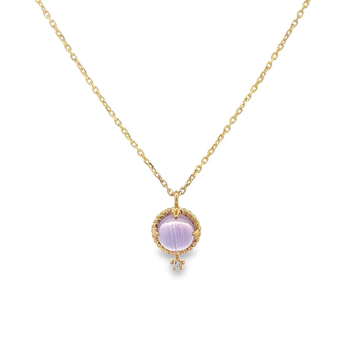 925 SILVER GOLD PLATED NECKLACE WITH AMETHYST AND WHITE TOPAZ