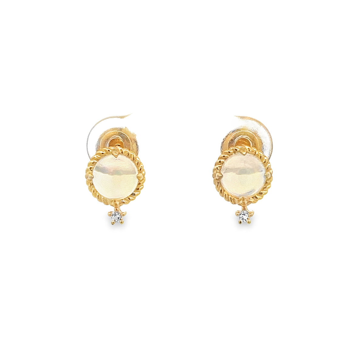 925 SILVER GOLD PLATED EARRINGS WITH ETHIOPIAN OPAL AND WHITE TOPAZ