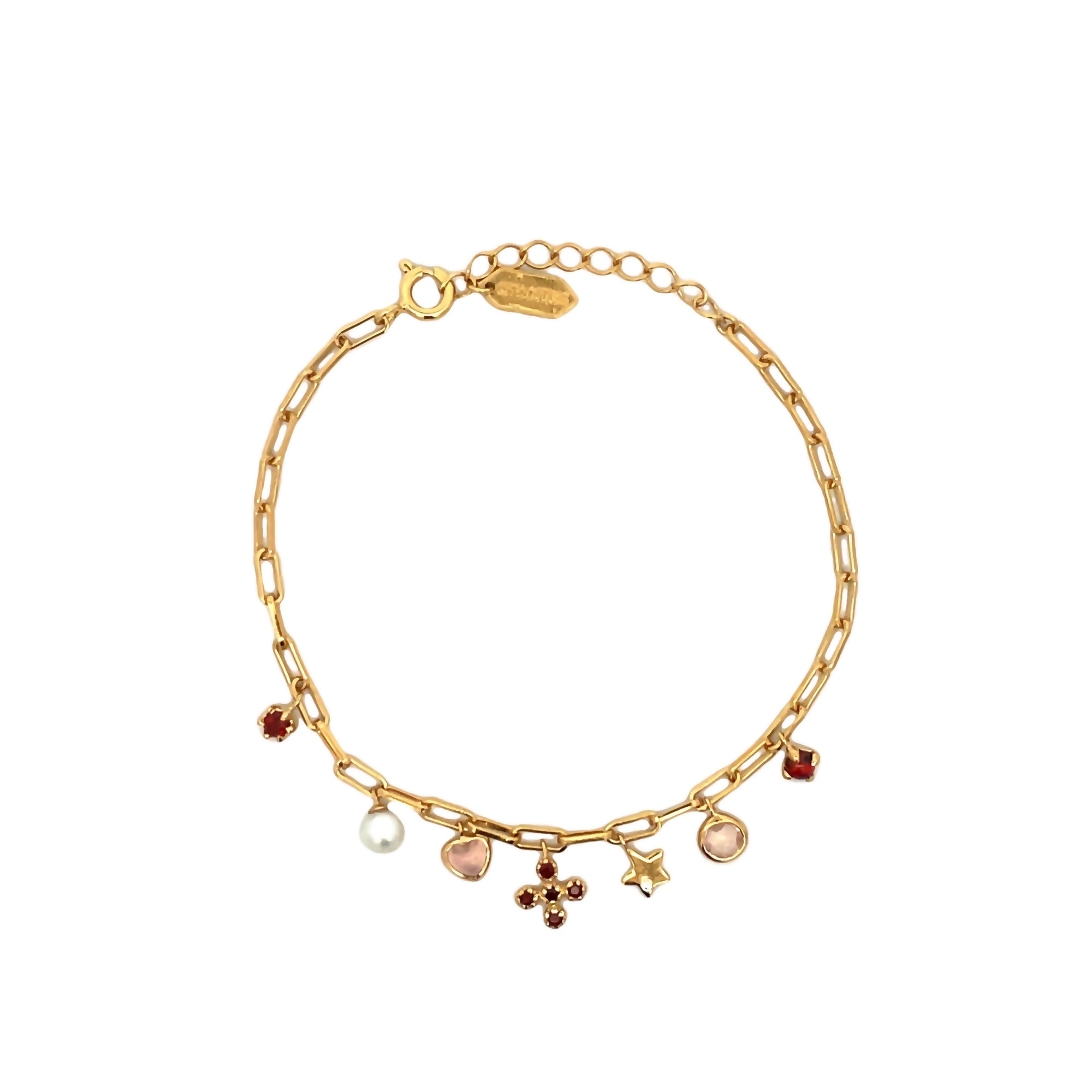 MULTI CHARM PAPER CLIP BRACELET SET IN 925 GOLD PLATED