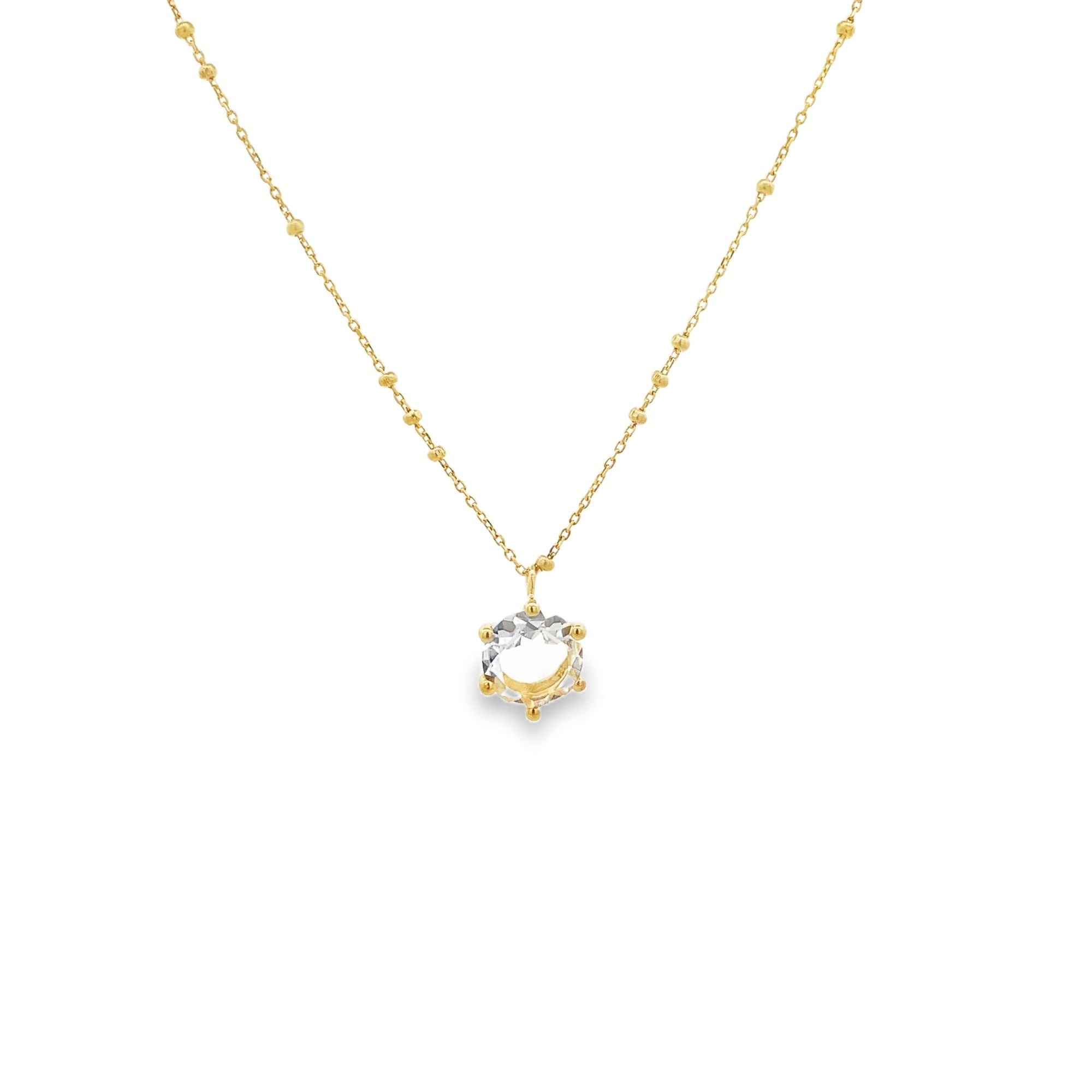 CRYSTAL HEXAGONAL CHAIN NECKLACE SET IN 925 GOLD PLATED