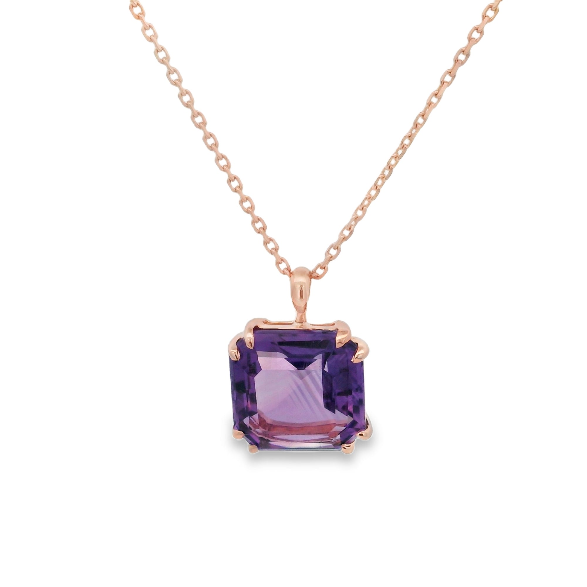 AMETHYST BRAZILIAN NECKLACE SET IN 925 GOLD PLATED