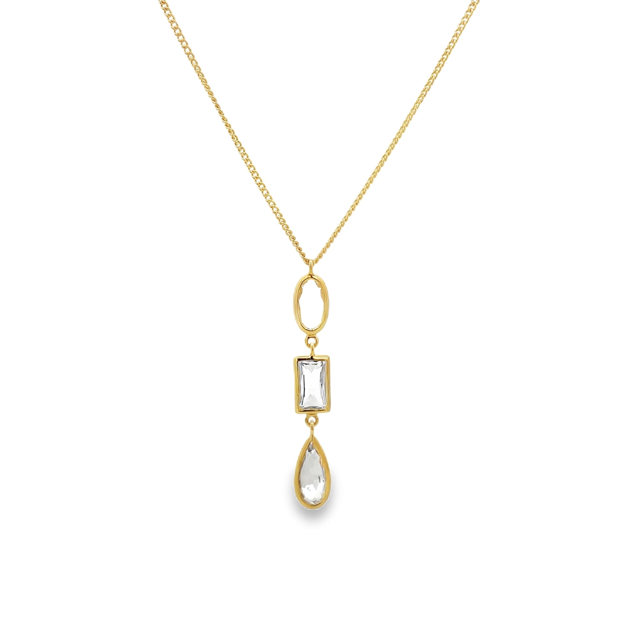 CRYSTAL NECKLACE SET IN 925 GOLD PLATED