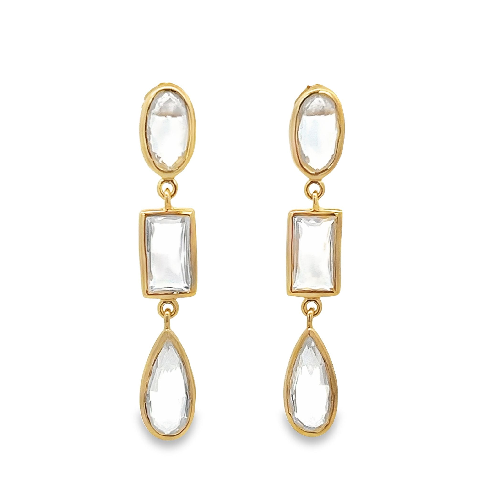 CRYSTAL DROP EARRINGS SET IN 925 GOLD PLATED