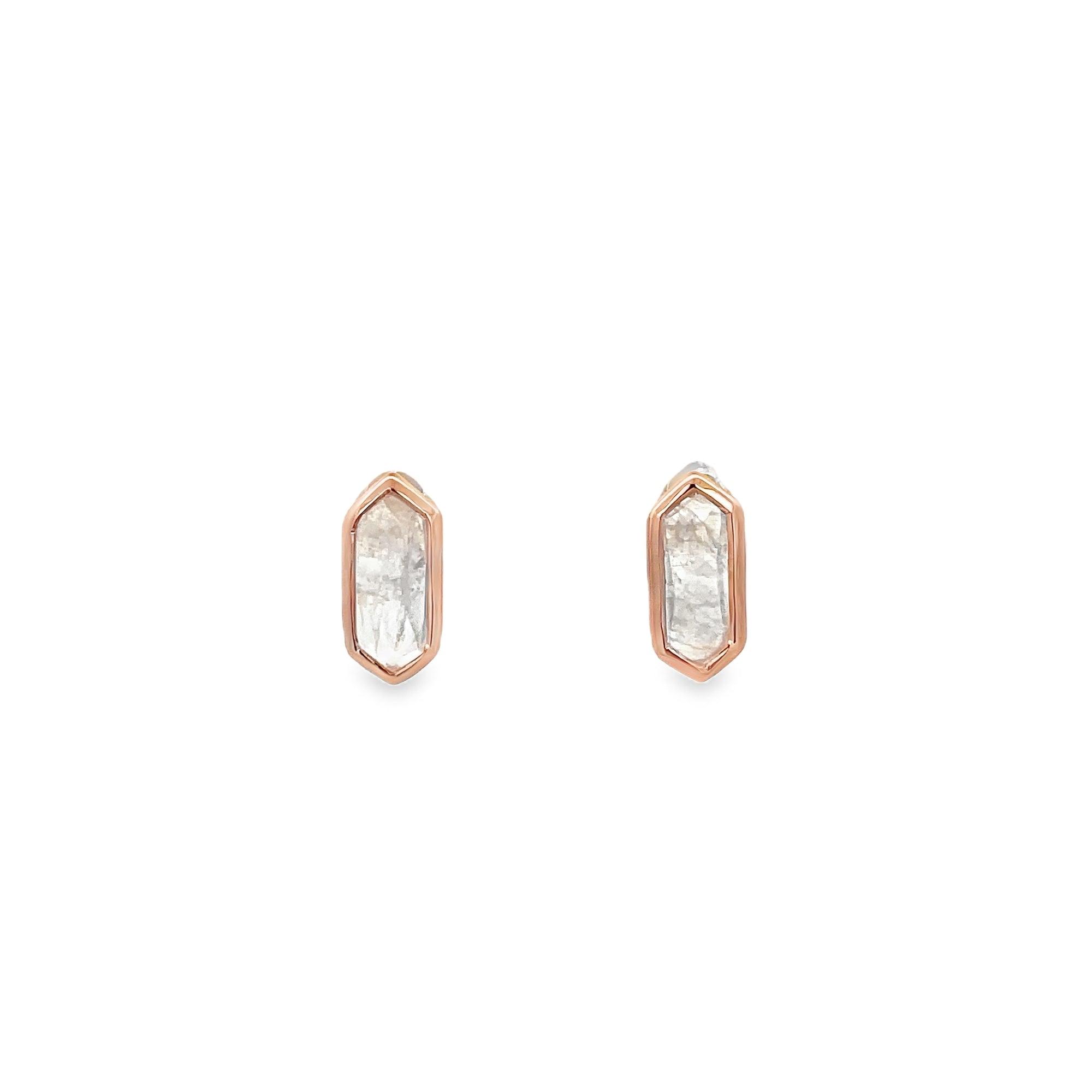 MOONSTONE MARQUISE EARRINGS SET IN 925 ROSE GOLD PLATED