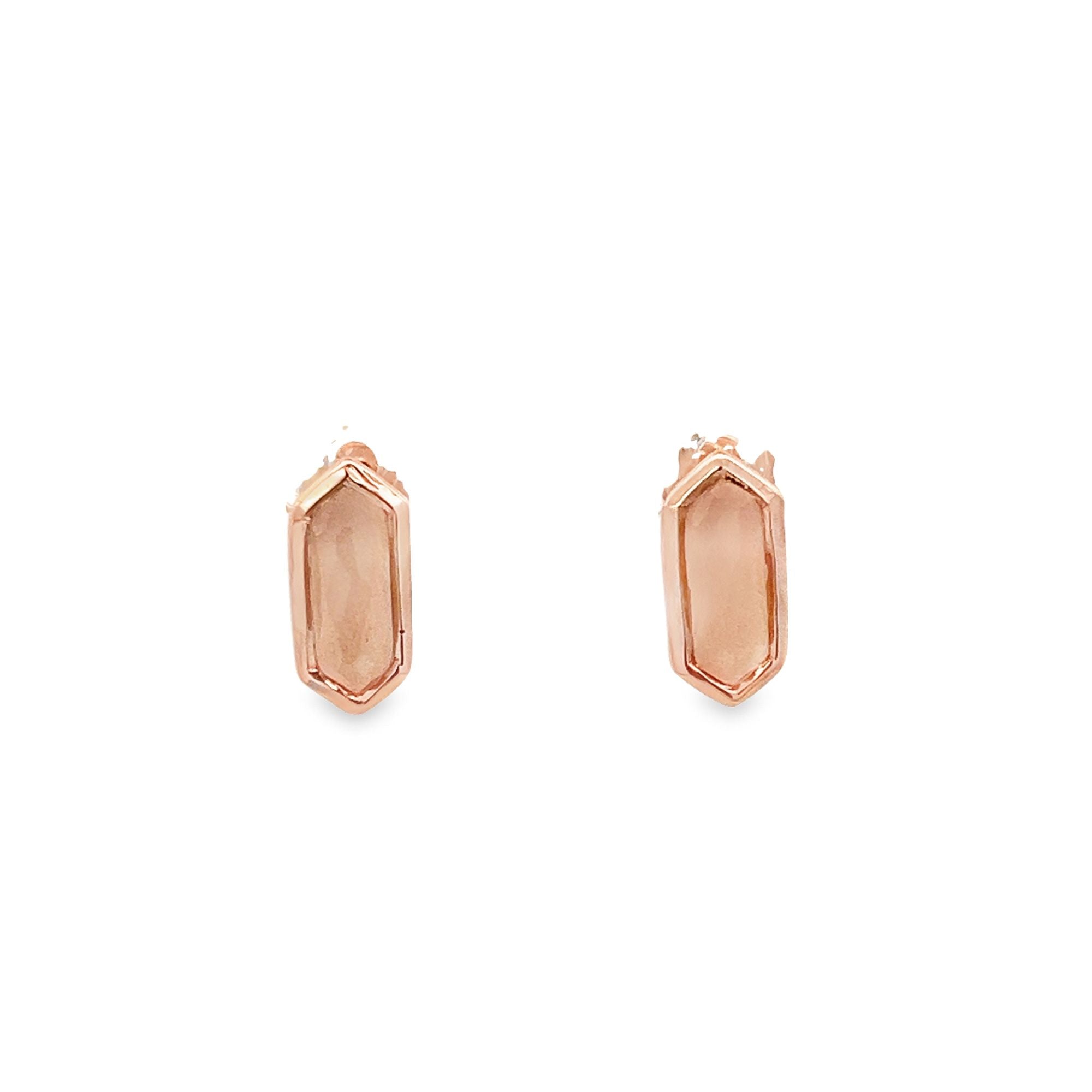 PEACH MOONSTONE MARQUISE EARRINGS SET IN 925 ROSE GOLD PLATED