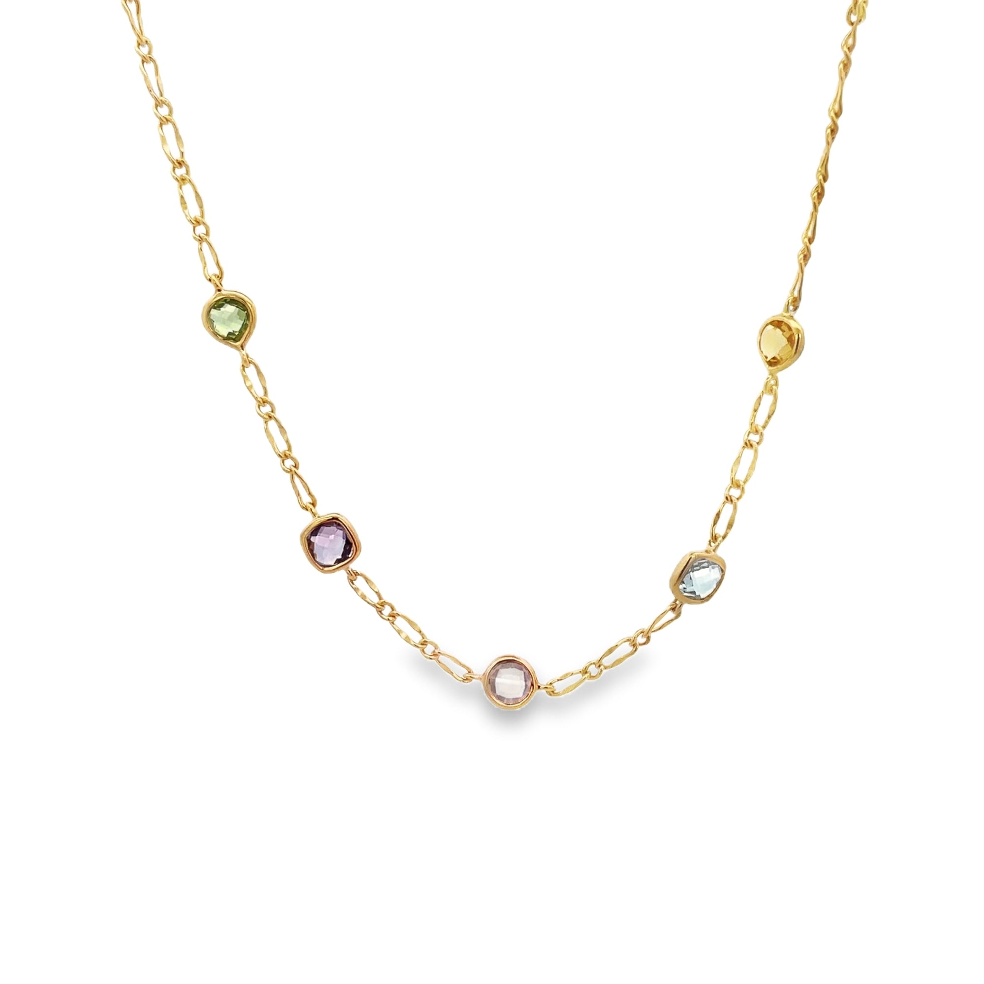 FIVE BEZEL NECKLACE SET IN 925 GOLD PLATED