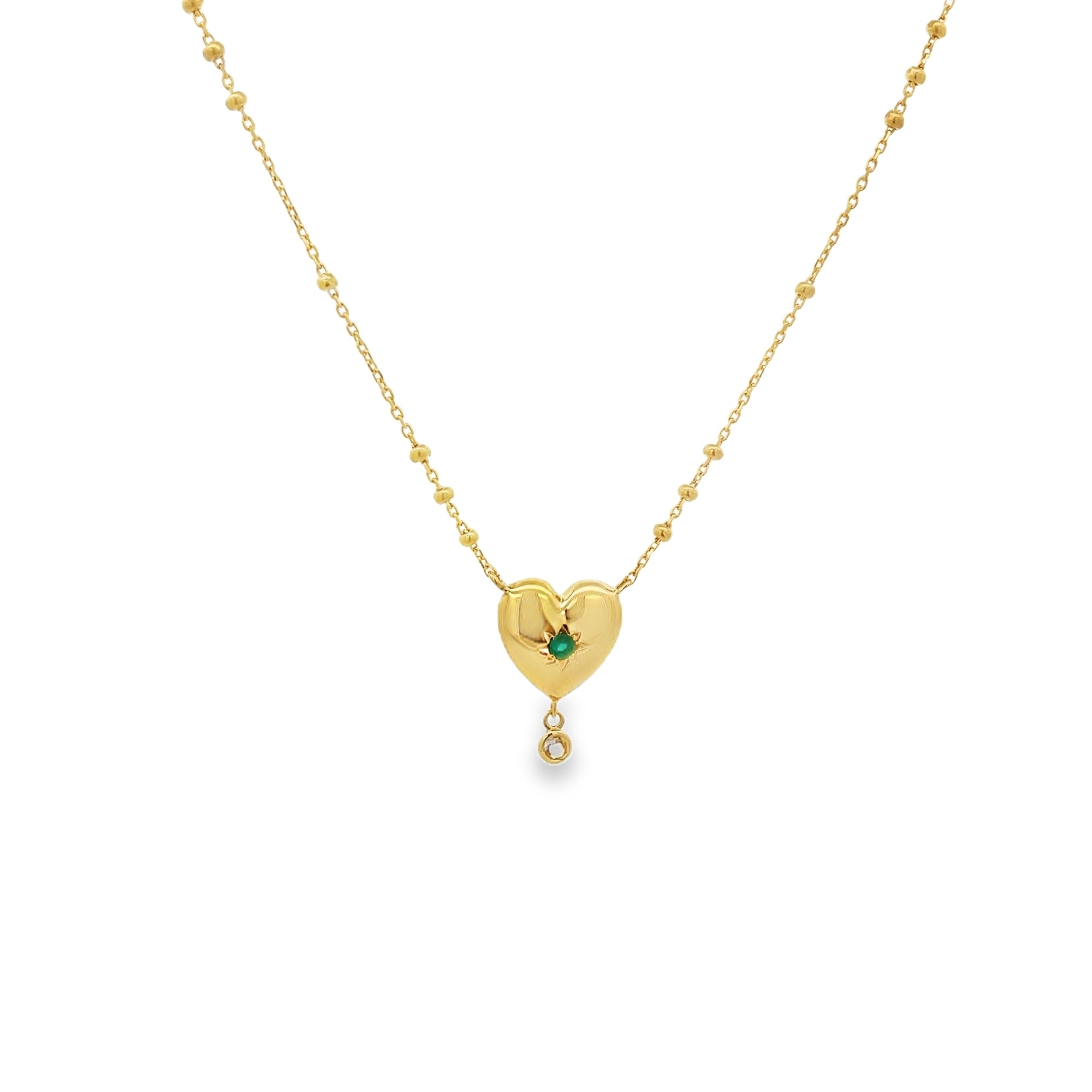 SUN HEART GREEN ONYX AND CITRINE NECKLACE SET IN 925 GOLD PLATED