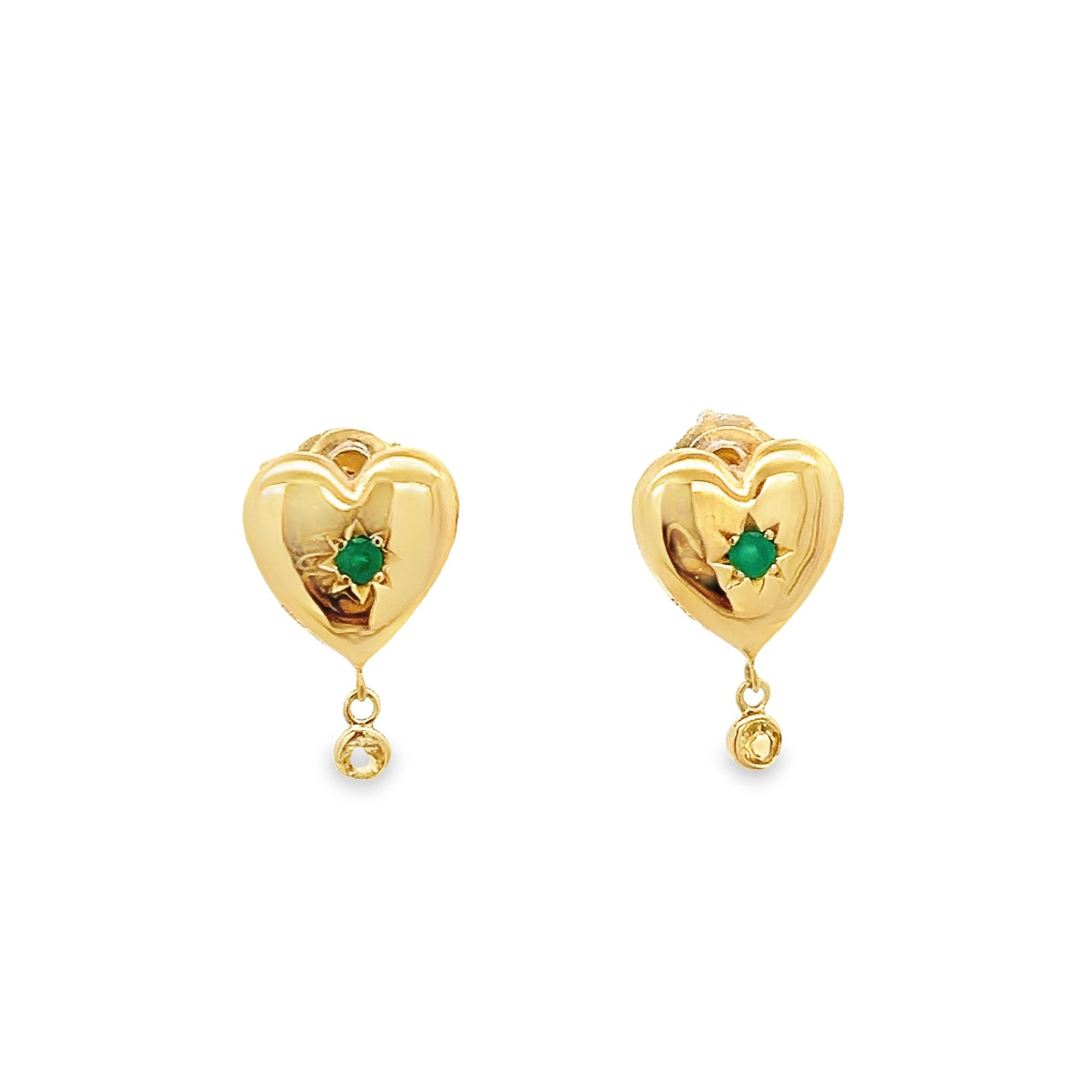 SUN HEART ONYX GREEN EARRINGS SET IN 925 GOLD PLATED